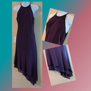 Grape-Purple Silk Evening Dress 12P
